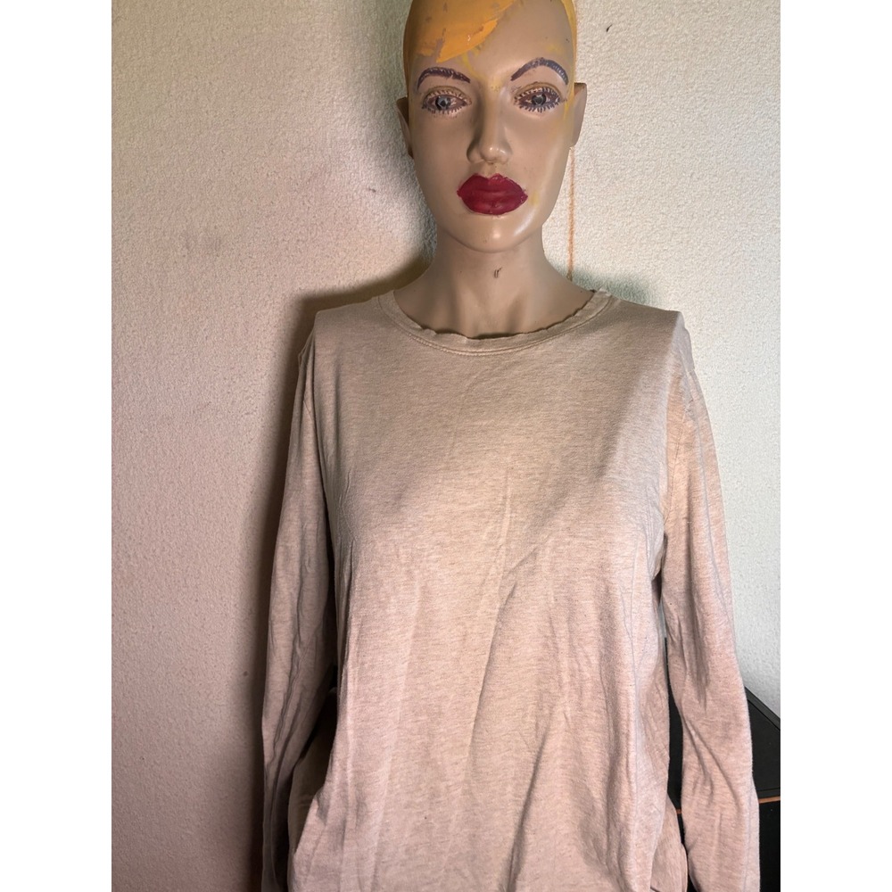 Time and Tru Long Sleeve Top Womens M 8-10 Tan Excellent Crewneck Basic Tee